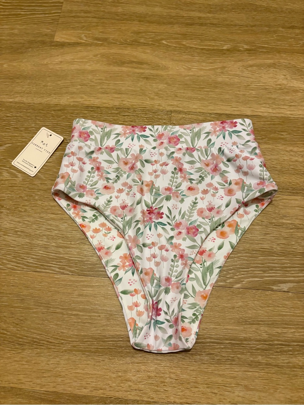 NWT Current Tyed High-Waist Floral Bikini Bottom - Pink & Green - Picture 3 of 9